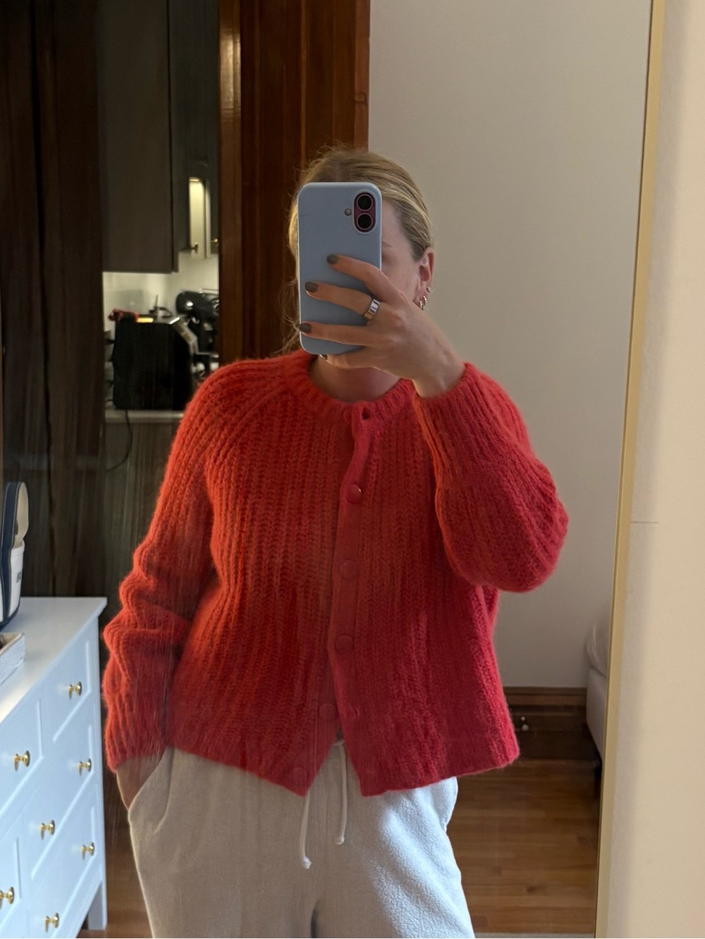 Sezane Red Sweater Emile Cardigan Red Alpaca Size M - Picture 4 of 4